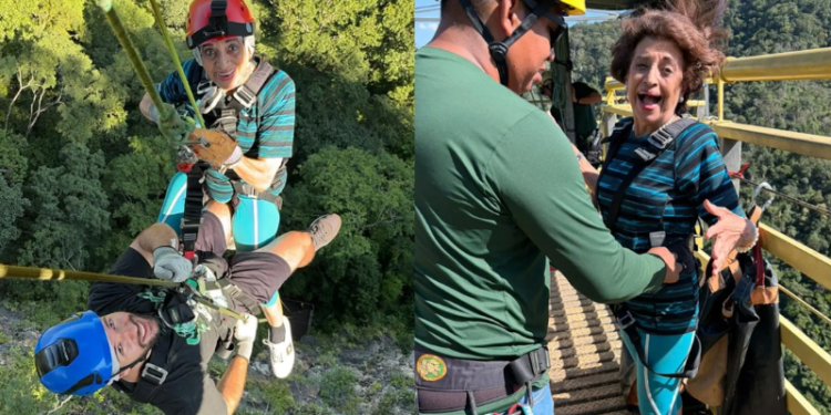 VÍDEO: neto realiza sonho de avó de descer de rapel de 90 metros de altura