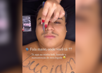 Procedimento inusitado: designer de cílios cria ‘extensão’ de bigode; VEJA