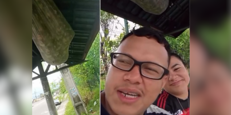 ‘E vai endoidar?’: casal flagra pessoa em rede na parada de ônibus em Manaus; VEJA